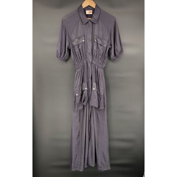 Samant Chauhan Anthropologie Women's Utility Maxi Dress XS Dark Metallic Blue - Picture 1 of 11